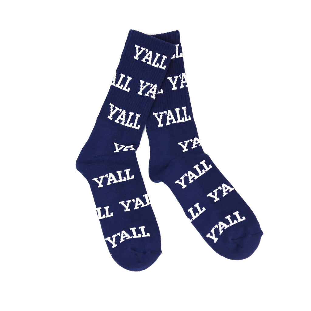 Y'ALL Socks (Navy and White)-socks-Southern Socks