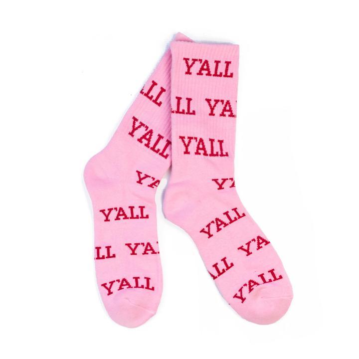 Y'ALL Socks (Pink)-socks-Southern Socks