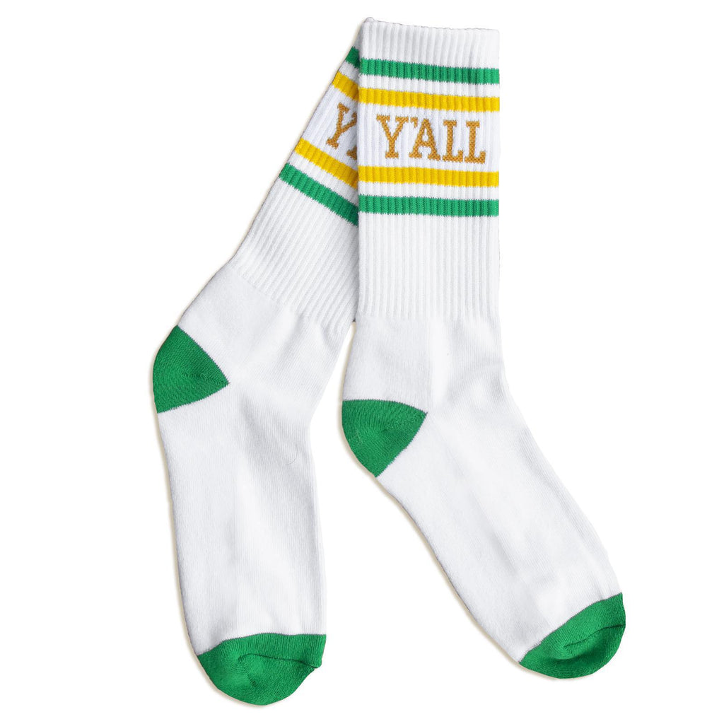 Y'all Stripe Sock (Green & Yellow)-socks-Southern Socks