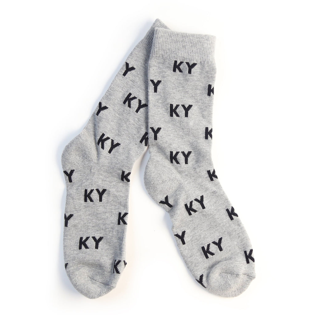 KY Letter Socks (Grey and Black)-socks-Southern Socks