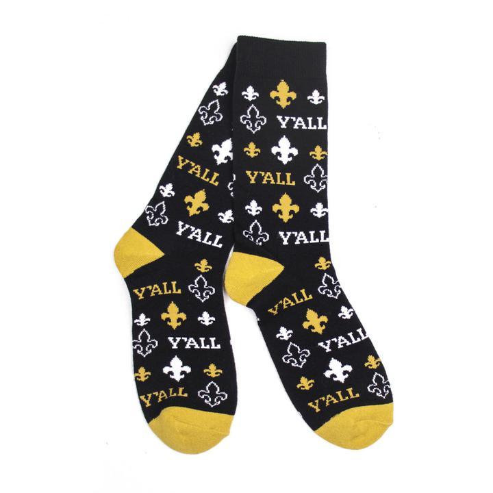 Fleur-De-Lis Socks (Black and Gold)-socks-Southern Socks
