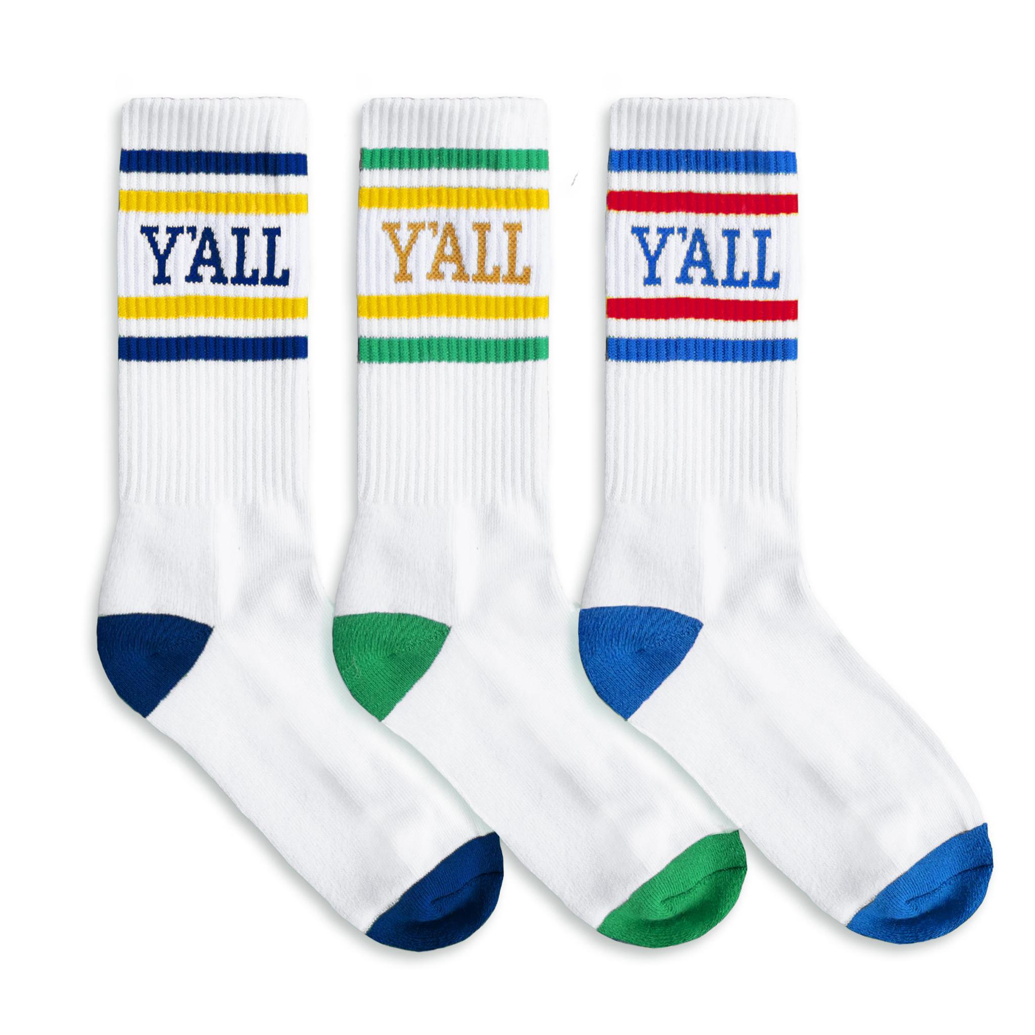 Y'all Stripe Socks 3-Pack-socks-Southern Socks