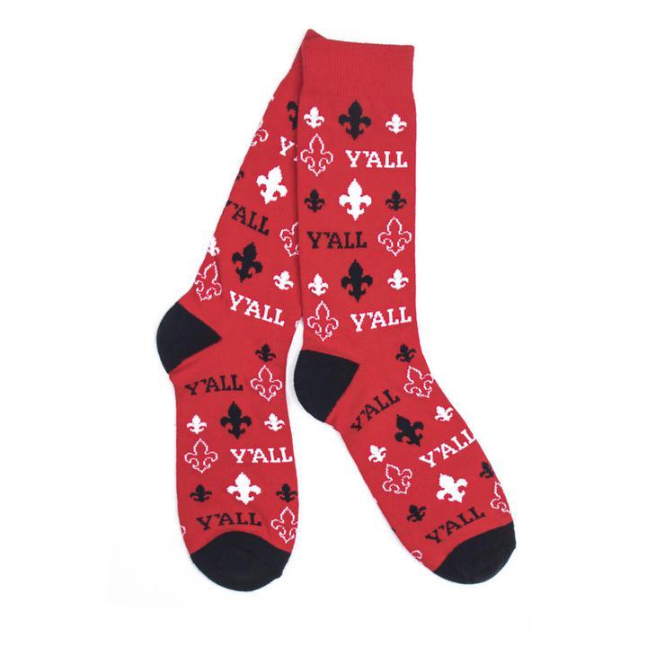 Fleur-De-Lis Socks (Red and Black)-socks-Southern Socks