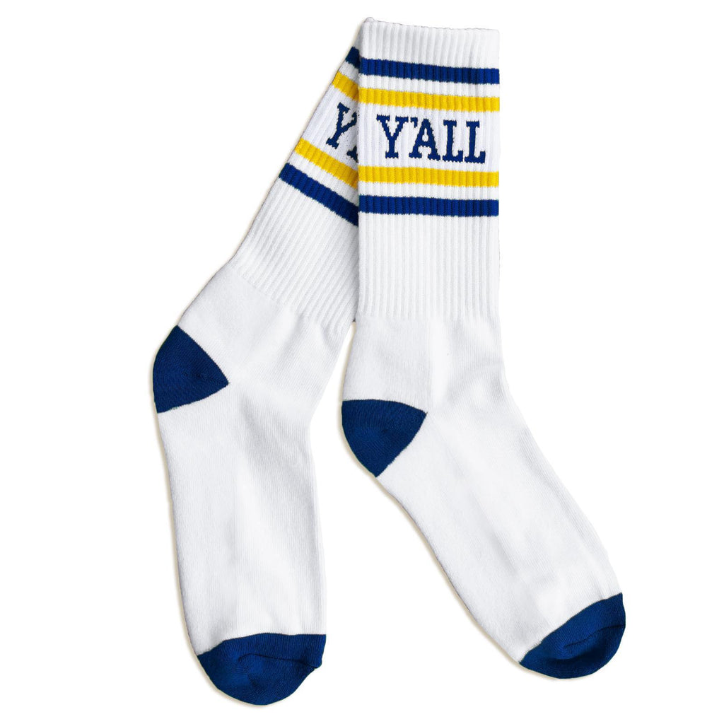Y'all Stripe Sock (Navy & Yellow)-socks-Southern Socks