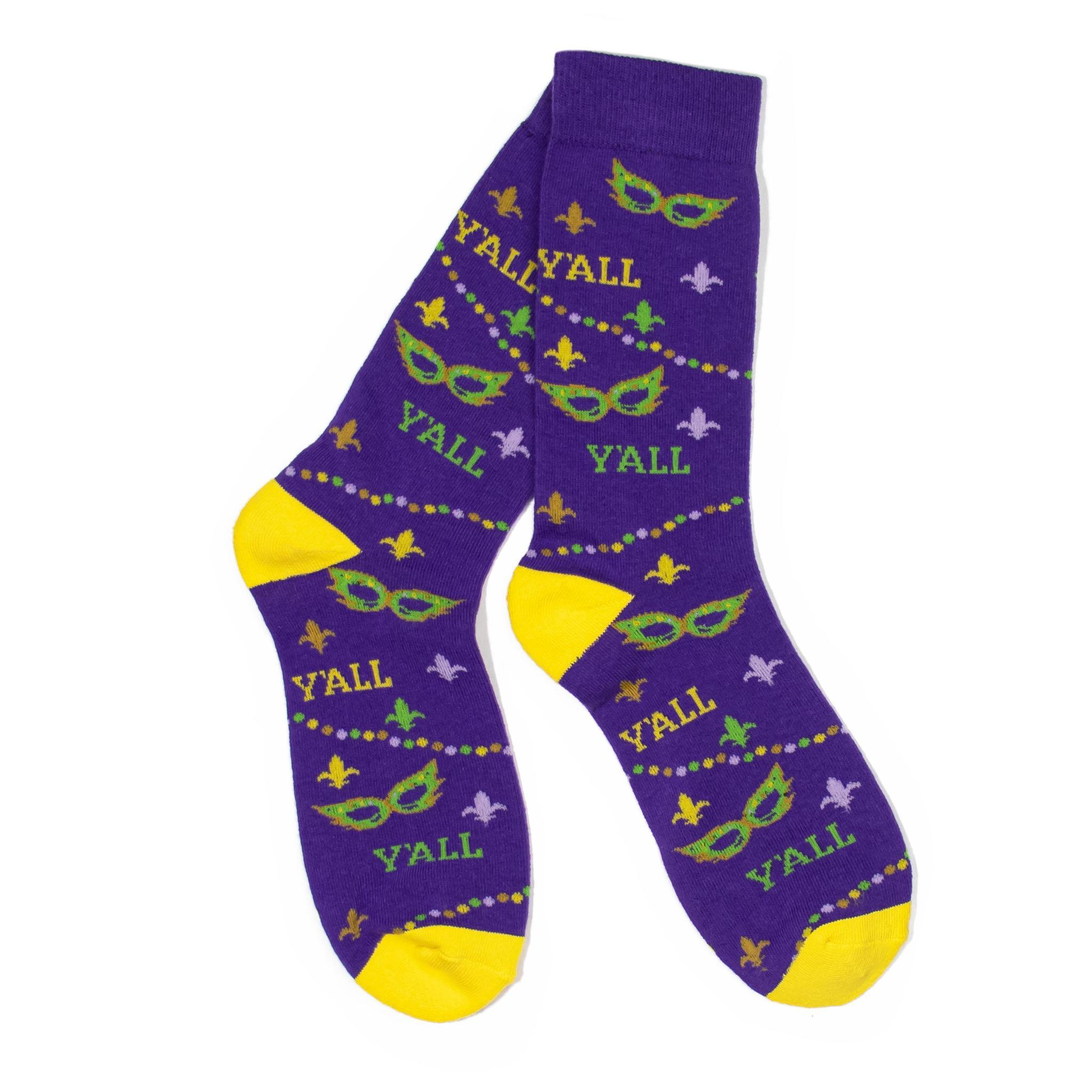 Mardi Gras Y'all Socks-socks-Southern Socks