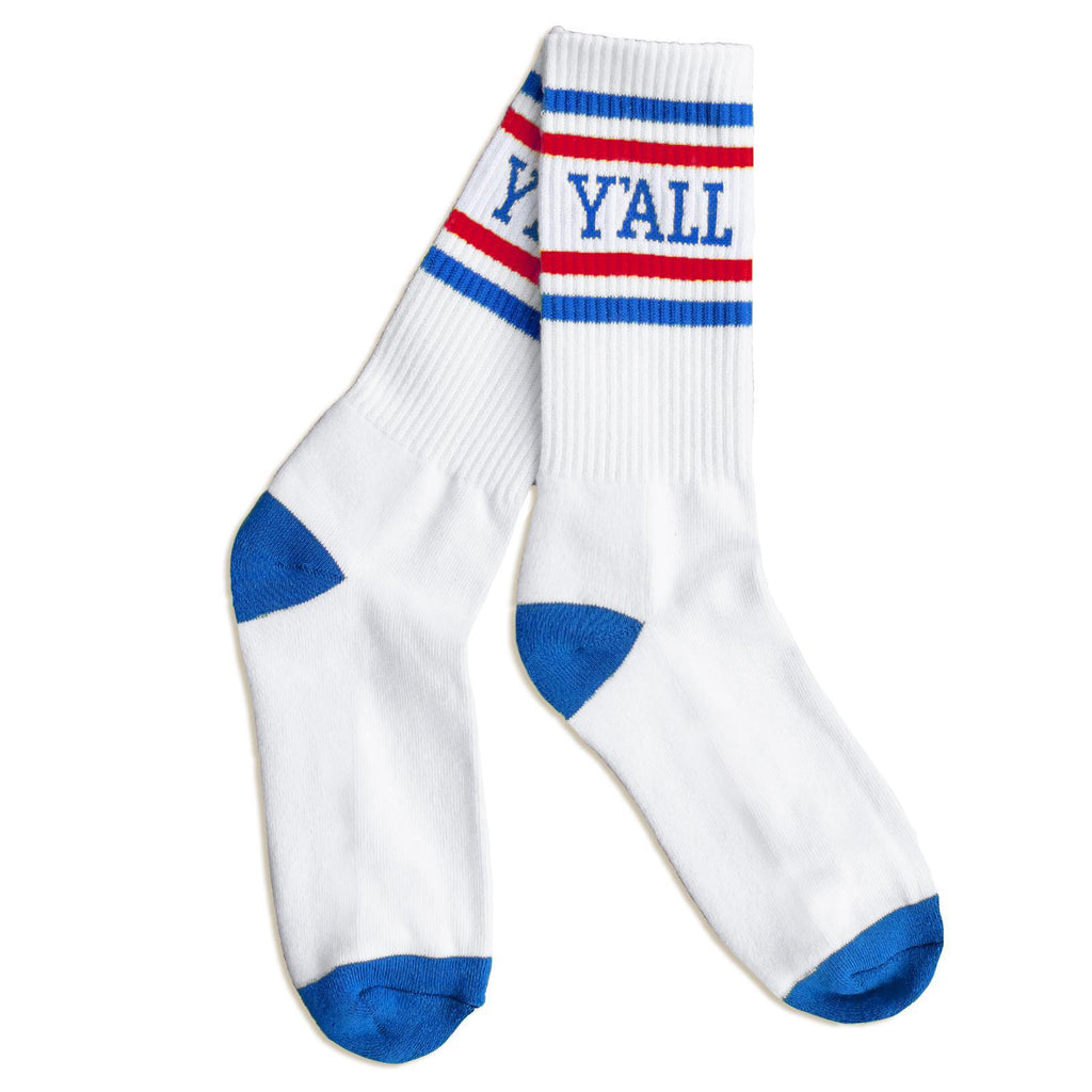 Y'all Stripe Sock (Royal & Red)-socks-Southern Socks